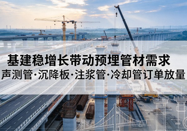 余姚基建稳增长带动预埋监测管材需求，声测管、沉降板、注浆管订单持续放量